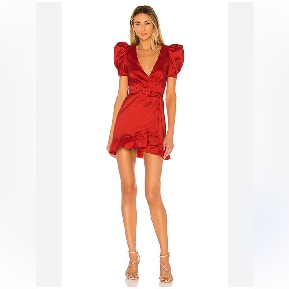 Lovers + Friends Red Puff Sleeve Mini Dress